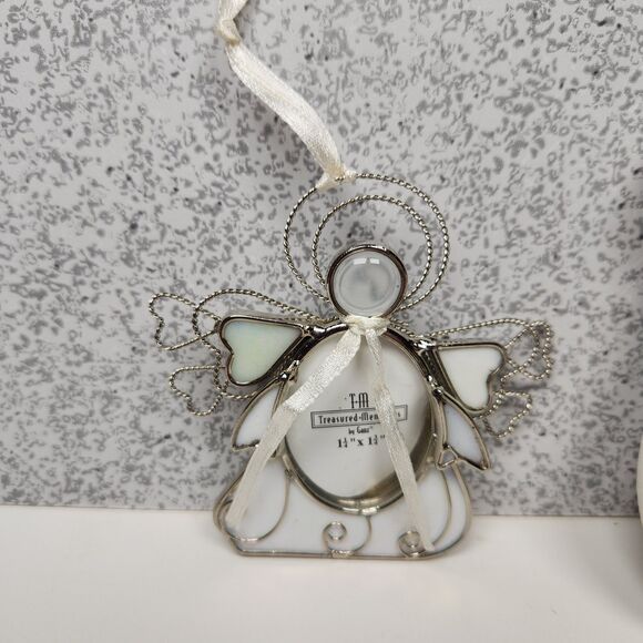 Picture Frames Christmas Ornaments 3 Hanging Angel Snowflake Snowman - Picture 2 of 6